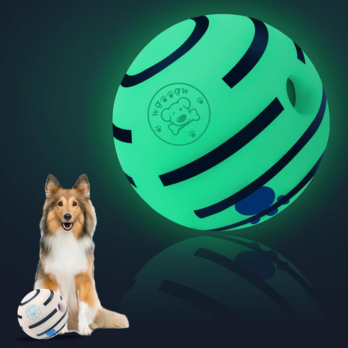 Giggle Ball for Dogs, Interactive Glow Ball Dog Toys, Glow in The Dark Dog Ball Wobble Ball for Small Dogs, Durable Wiggle Ball Dog Toy for Reliev...