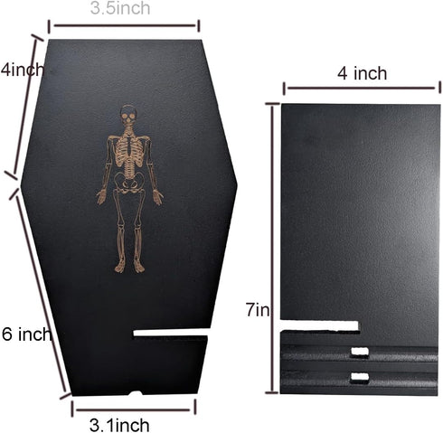 Unique Coffin Cell Phone Stand with Cool Engraved Skeleton for Halloween Goth Office Desk Accessories Supplies - Spooky Phone Holder for iPhone Ip...