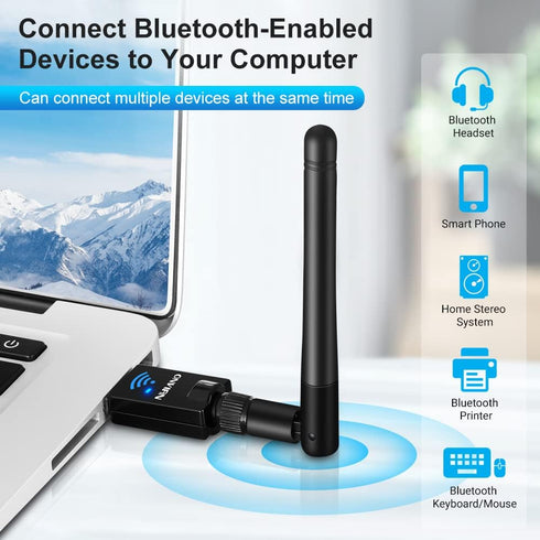 ONVIAN Bluetooth 5.0 Adapter for PC, 100M/328FT Long Range USB Bluetooth Dongle for PC Windows11/10/8/8.1/7, Wireless Bluetooth Transmitter Receiv...