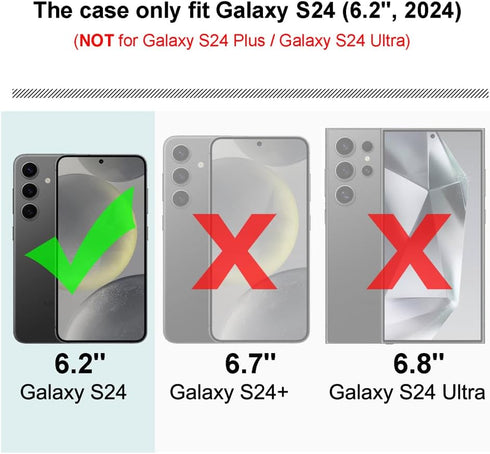 for Samsung Galaxy S24 Case, Shockproof Phone Case with Sliding Camera Cover & Rotatable Ring Holder Kickstand + Tempered Glass Screen Protector f...