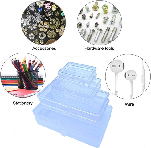 8 Pieces Mixed Sizes Rectangular Empty Mini Clear Plastic Organizer Storage Box Containers for Craft Projects...