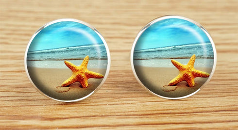 Custom Classic Jewelry Tuxedo Shirt Sliver Cufflinks Men's Unique Business Wedding Gifts (Starfish Summer)...