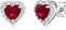 Gem Stone King 925 Sterling Silver Heart Shape Red Zirconia Earrings and Pendant Set For Women (3.45 Cttw, with 18 Inch Silver Chain)...