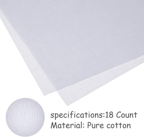 Caydo 60 by 39-Inch 18 Count Classic Reserve Aida Cloth Big Size White Cross Stitch Cloth Fabric...