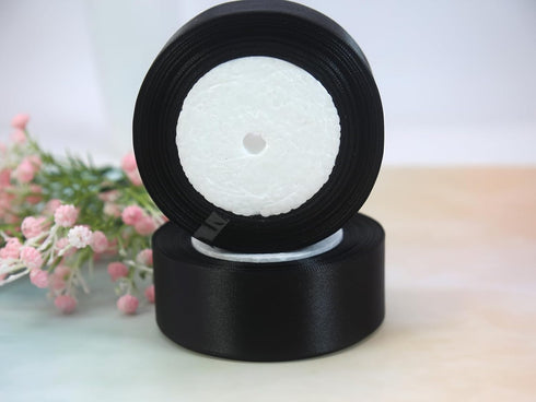 Black Satin Ribbon 1-1/2 inch for Bows 2 Rolls 50 Yards Fabric Single Face Ribbon Floral Silk Wedding Party Wreath Decorative for Gift Wrapping Se...