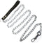 Premium 6' Chain Heavy Duty Leash Black Leather-Like Strong Handle Lead for Large & Medium Size Dogs and Pets by GoodPooch...
