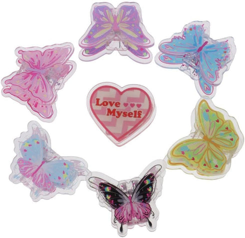 Acrylic Double-Sided Paper Clip, Cute Love Heart Butterfly Binder Clips, Office Accessory to Hold Photo, Bills and Notes(6pcs-Buttefly)...