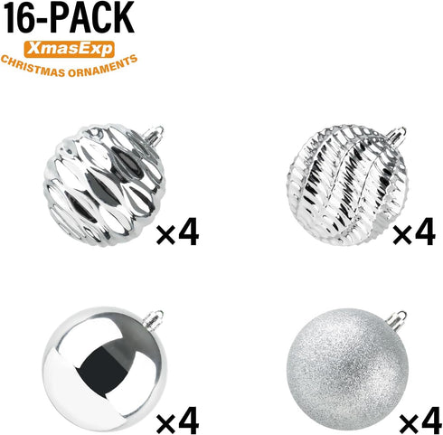 XmasExp 16ct Christmas Balls Ornaments - Shatterproof Large Hanging Ball Decorative Xmas Balls for Holiday Wedding Party Xmas Tree Decoration(3.15...