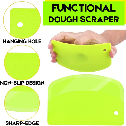 Hard Bench Scraper Dough Scraper - SURDOCA 5.31x3.64'' Plastic Pastry Cutter Dough Cutter Bread Cutter bread making tools, Cake Scraper Bowl Scrap...