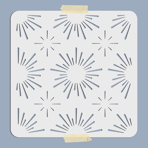 Starburst Stencil Star Stencil Template 11.8"×11.8" Square Reusable PET Hollow Out Starburst Wall Stencil for Floors/Walls/Furniture/Clothes/Bags ...