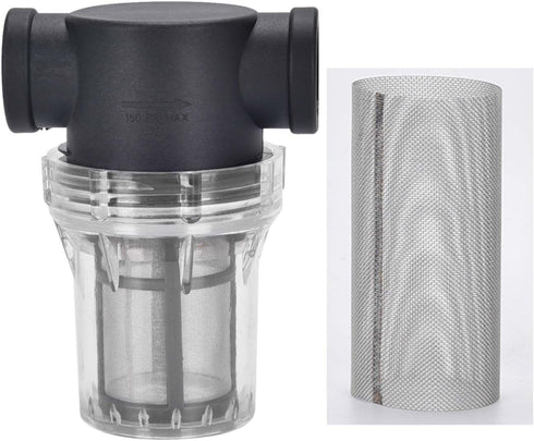 Water Filter, 3/4'' Female Twist-On Pipe Strainer, Nylon PA66 cover, PC bowl, 304 Stainless Screen(40 and 80 Mesh)...