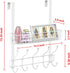 Coat Rack, Over The Door Hanger with Mesh Basket, Detachable Storage Shelf for Towels, Hats, Handbags, Coats (White)...