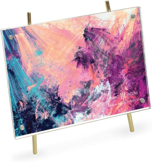 Isaac Jacobs 4x6 Gold Magnetic Acrylic Metal Easel Frame (4x6 Horizontal) (Gold)...