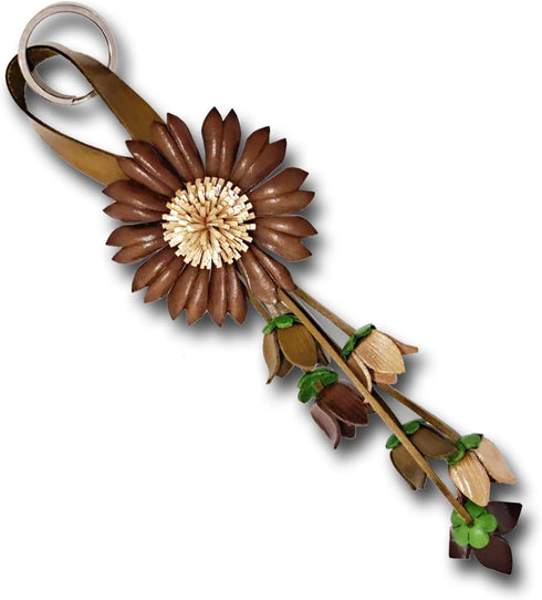 Flower Keychain Purse Tassels Charms Women Handbags Designer Bag Accessories Keyring Decor Sunflower Key Ring 8'' Long (Brown)...