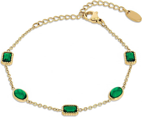 Tennis Bracelets for Women, Tennis Bracelet, Green Bracelet, Emerald Jewelry, 18K Gold Plated Emerald Green Bracelets for Women by SNGIA, Amethyst...