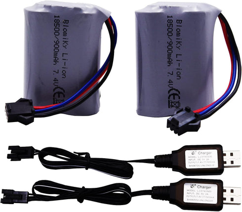 Blomiky SM-3P Plug 7.4V 900mAh Li-ion Rechargeable Battery and Charger Cable for G03082R Amphibous RC Cars C82 Battery......