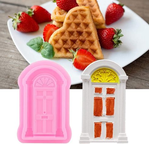2Pcs Window Frame Silicone Maker Set, Food Grade 3D Fondant Cutter for Cake Decorating, Non Stick Baking Tools for Wedding Birthday Cupcakes, Cook...