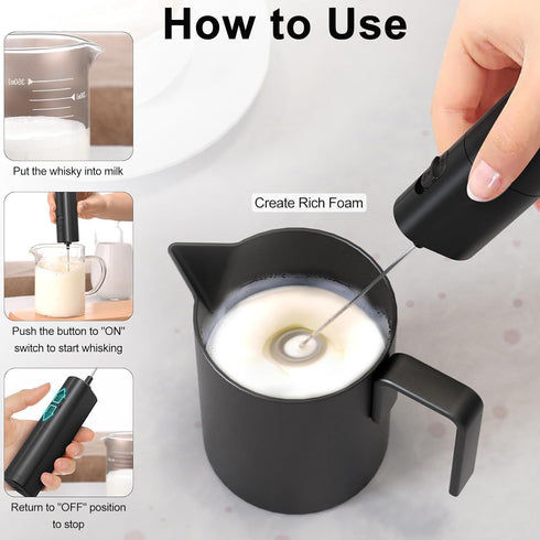 Milk Frother,Electric Milk Frother Handheld, Battery Operated Milk Frother Electric Drink Mixer Portable Mini Blender Foam Maker for Matcha,Coffee...