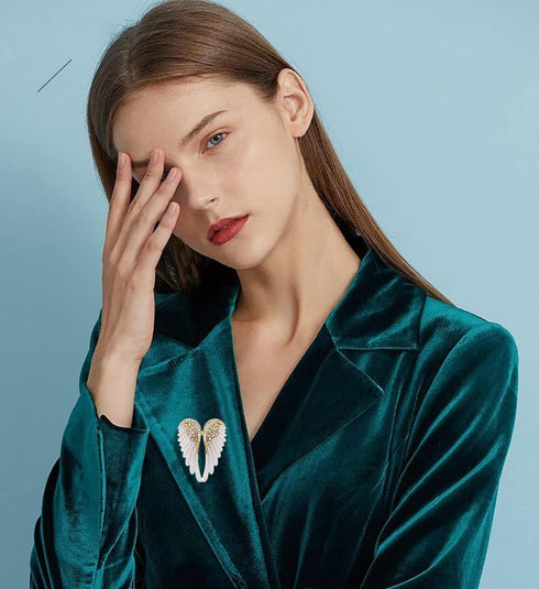 Angel Wing Lapel Brooch Pin for Women Girls Men Cubic Zirconia Crystal Enamel Fairy Elf Wings Pins Clip Shawl Dress Coat Suit Scarves Backpacks Br...
