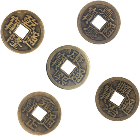 ZeeStar Bless 5Pcs Chinese Feng Shui I Ching Divination Coins Fortune Coins Good Luck Coins +Gift Bag(wudiqian)...