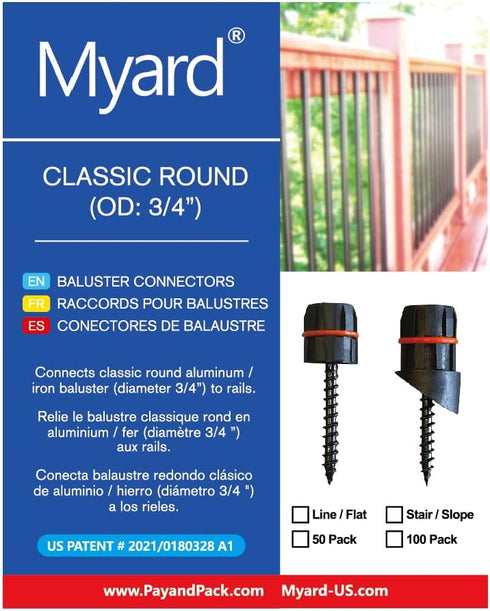 3/4" Baluster Connectors 50pcs for 25 Round Balusters with Stainless Steel Screws, O' Silicone Seal Design for Better Sturdy, No Drilling Installa...