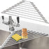 Triangle Dish Drying Rack Multipurpose Roll-up Drying Rack for Sink Corner Stainless Steel Over The Sink Corner Dish Drainer Mat for Kitchen (Grey...