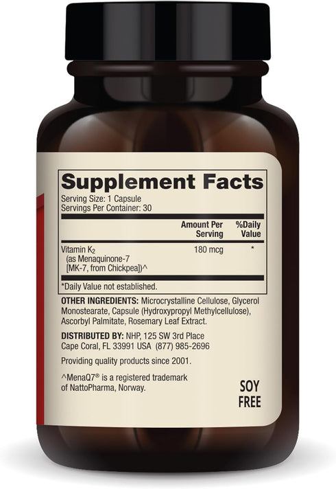 Dr. Mercola Vitamin K2-180 mcg Vitamin K2 as MK-7 - Supports Healthy Arterial Function & Heart Health - Non-GMO, Gluten-Free & Dairy-Free - 30 Cap...
