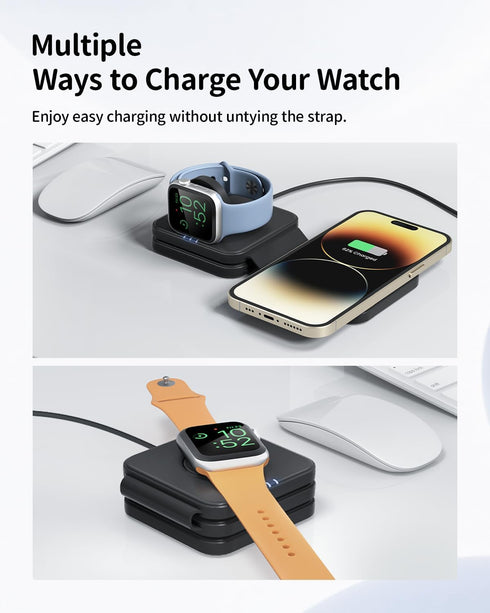 JoyGeek 3-in-1 Wireless Charger for Magsafe: Magnetic Charging Pad for iPhone 15/14/13/12 Pro Max/Plus/Mini, Apple Watch Ultra 2/Series 9/8/7/6/5/...