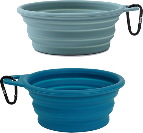 Collapsible Dog Bowl(2 Pack, Peacock&Light Blue 12oz/400ml) Premium Silicone Pet Water Bowls for Cats & Dogs, Portable Dog Travel Bowls Foldable f...