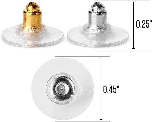 Mr. Pen Bullet Clutch Earring Backs - 76 Pcs, Gold & Silver, Rubber Backs for Studs & Pierced Earring Stoppers...