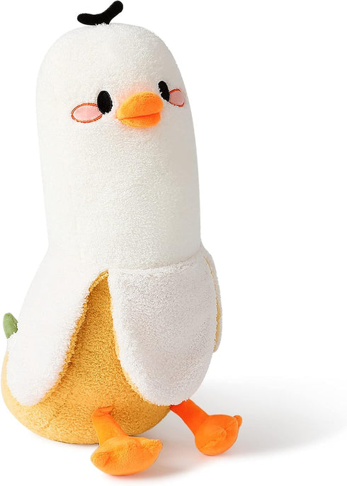 PEACH CAT Banana Duck Plush Pillow Duck Stuffed Animal Cute Banana Plushie for Girls and Boys White 19.7"...