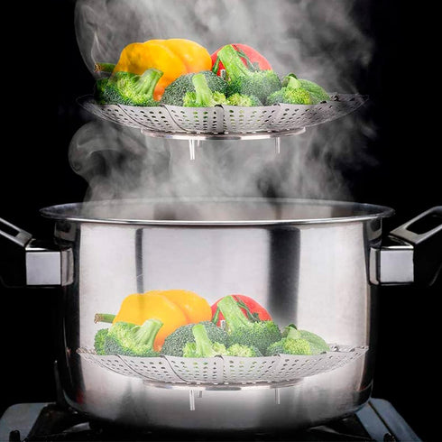 Collapsible Vegetable Steamer - Stainless Steel Basket for Instant Steam Pot for Veggie Fish Seafood Perforated Folding Steamers Insert Rack Metal...