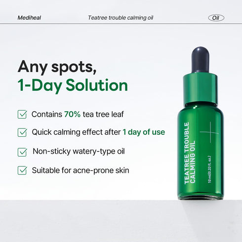 Mediheal Teatree Trouble Calming Oil (0.33 fl oz), Quick Calming and Deep Hydration Oil with Control Excess Oil for Sensitive Skin Type...