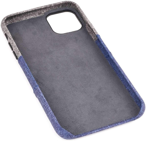 Dockem Wallet Case for iPhone 11: Built-in Metal Plate for Magnetic Mounting & 2 Card Holders (6.1" Luxe M2 Synthetic Leather, Blue & Grey)...