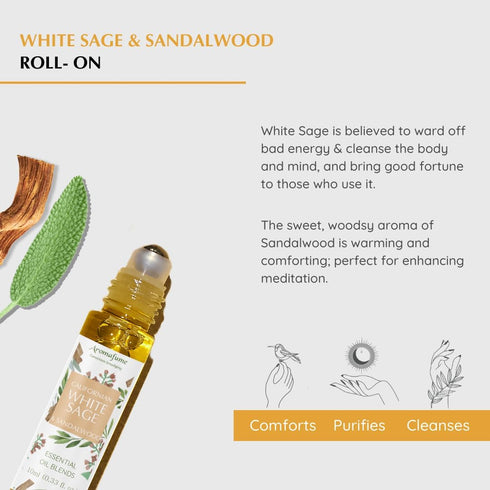 White Sage & Sandalwood Essential Oil Roll-On Blend by Aromafume | 10ml/0.33 fl oz | Aromatherapy Oil for Cleansing Negative Energy & Protection |...