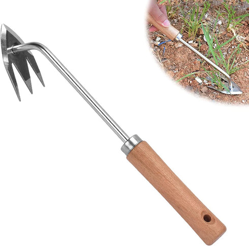 Amposei Stainless Steel Multifunctional Weeder, Hand Weeder Tool Stand Up Weed Puller Tool with Long Handle, V-Shaped Light Duty Hand Weeder for L...