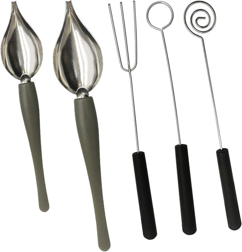 2 Pcs Drawing Decorating Spoon Set, 3 Pcs Candy Dipping Tools, Chocolate Fork Set, Stainless Steel Chef Art Pencil Spoons, Plated Decoration for P...