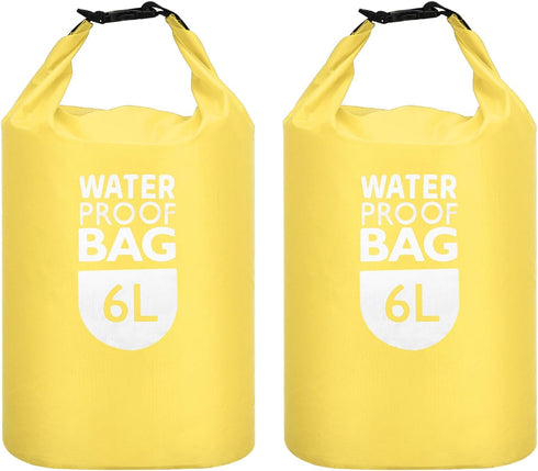 PATIKIL 6L Waterproof Dry Bags, 2 Pack Portable Dry Sack Roll Top Bag Lightweight Dry Storage Bag for Gym Kayaking Hiking Swimming Camping, Yellow...