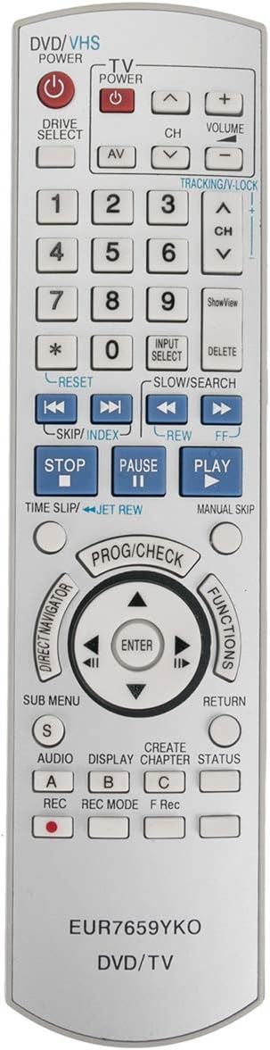 EUR7659YKO Replacement Remote Control Applicable for Panasonic DVD Recorder DMR-ES15 DMR-ES30V DMR-E35V DMR-ES10...