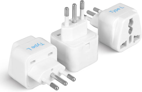 Ceptics Italy Power Adapter, Type L plug adapter, Universal Travel Adapter Chile, Italy travel adapter plug perfect for Rome, Lybia, Tunisia, Urug...