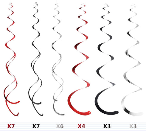 Blulu 30 Pcs Rock and Roll Theme Music Party Foil Swirl Decorations Retro Hanging Swirls Ceiling Decorations for 50s 60s Disco Party Event Supplie...