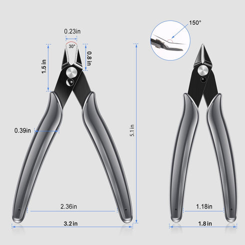 NICE-POWER Micro Wire Cutters, 5 inch 170 Mini Flush cutters, Nippers, Shear Cutters,Wire Snips, Small Side Cutters for Electronics Crafts Jewelry...