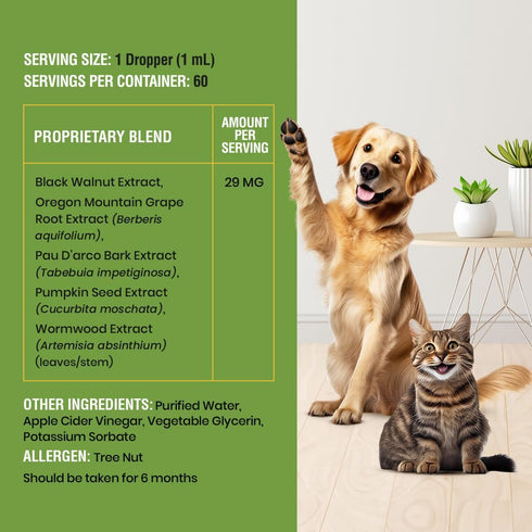 Cats and Dogs Natural Broad Spectrum Treatment Against Parasites and Toxins, Homeopathic Support and Breeds, Made in The USA, 2oz...