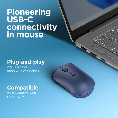 Lenovo 540 Wireless Computer Mouse for PC, Laptop, Computer with Windows or Chrome OS - 2.4 GHz USB-C Wireless Pairing Receiver - Compact Size - 1...