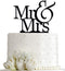 Mr and Mrs Cake Topper, Bride And Groom Sign Wedding Engagement Cake Toppers Decorations (Black Acrylic)...