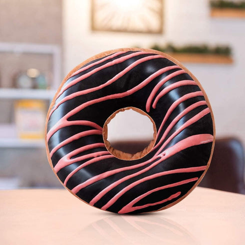 HYSEAS Round Throw Pillow 14 Inch Chocolate Pink Donut, 3D Digital Print Decorative Comfortable Soft Plush Funny Food Shaped Pillow Light Weight S...