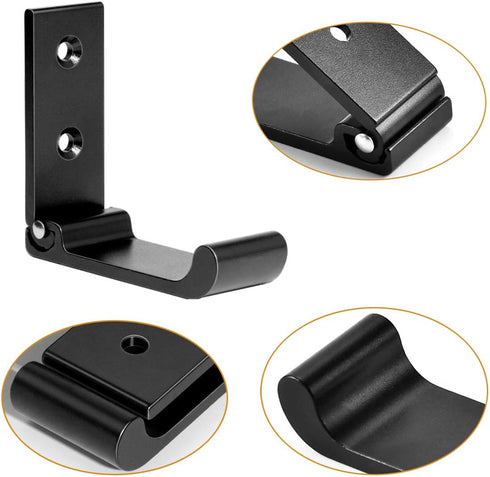6PCS Folding Coat Hooks, Matte Black Wall Hooks for Hanging Coats Bathroom Towel Hooks Hardware Heavy Duty Aluminum Alloy Robe Hooks Wall Mounted ...