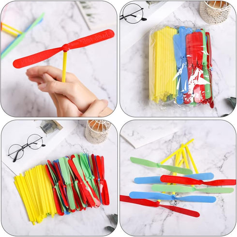 Kisangel Dragonfly Action Figure 40Pcs Plastic Dragonfly Toy Dragonfly Hand Rub Plastic Propeller Bamboo Dragonfly Copter for Outdoor Indoor (Rand...
