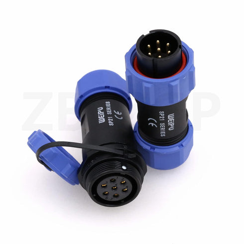 SP21 7 Pin Heavy Duty Wire Cable Electrical Circular Connector Waterproof IP68 in Line Solar Industrial 15A Threaded Coupling Corrosion Resistance...
