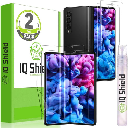 IQShield Screen Protector Compatible with Samsung Galaxy Z Fold 3 (2-Pack) Anti-Bubble Clear TPU Film...